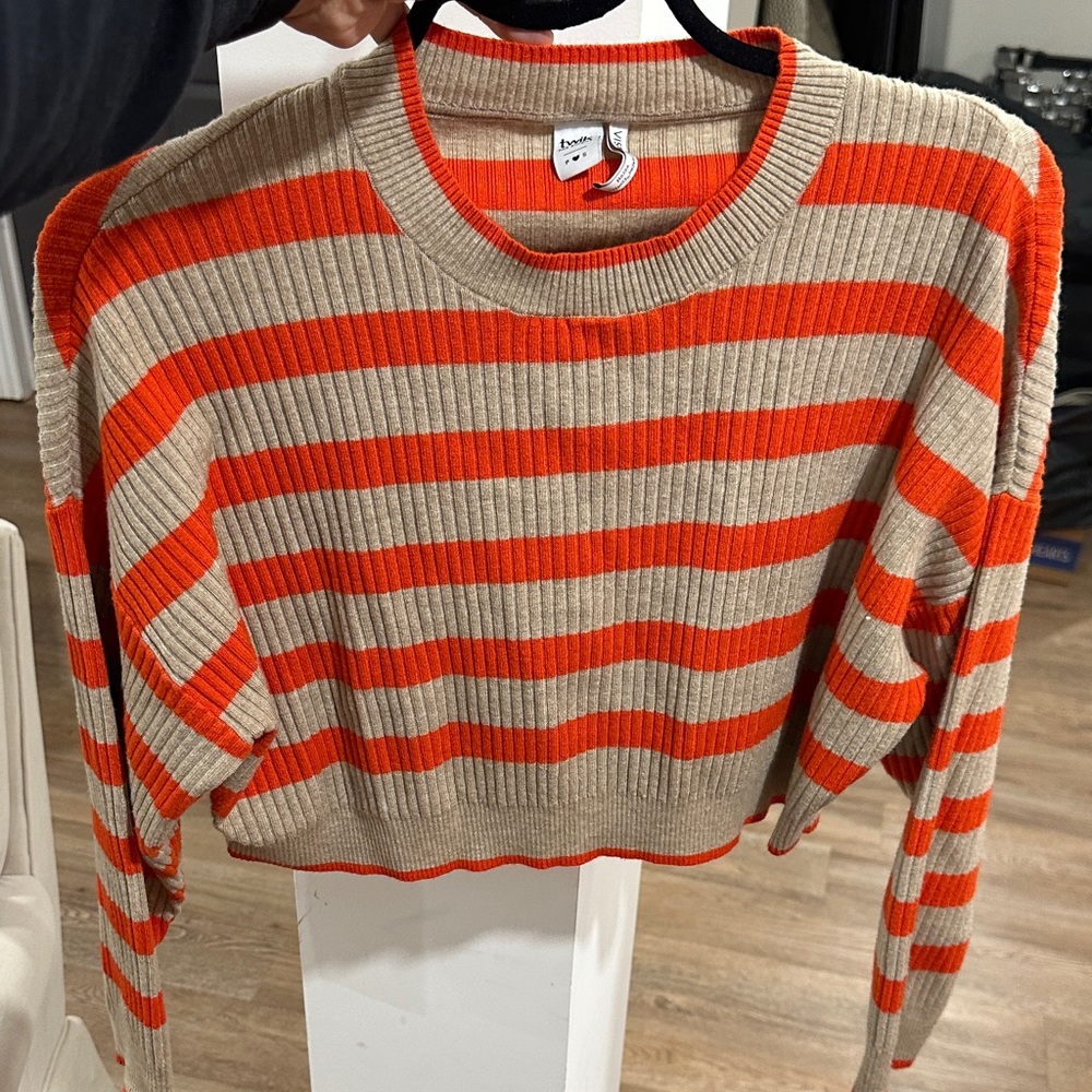 Twik Vibrant Orange and Beige Sweater